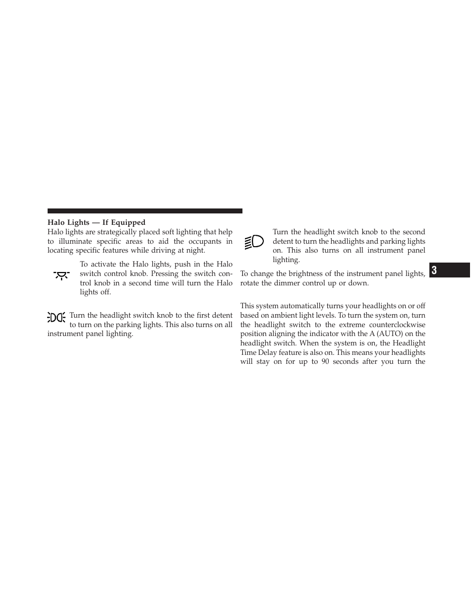 Parking lights, Headlights, Automatic headlights — if equipped | Dodge 2010 Grand Caravan User Manual | Page 158 / 530