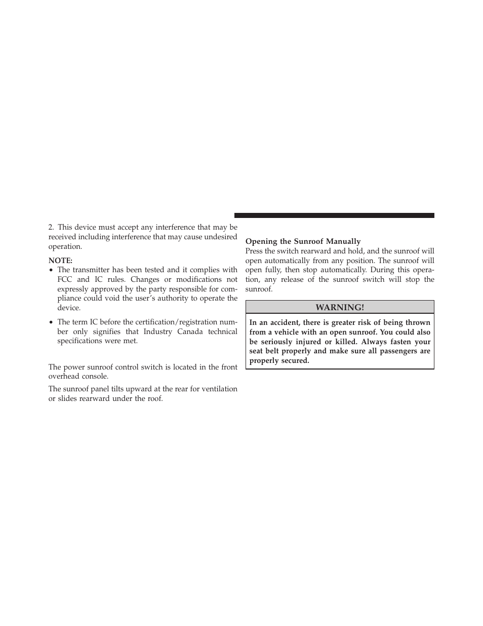 Power sunroof — if equipped, Power sunroof operation | Dodge 2010 Grand Caravan User Manual | Page 193 / 530