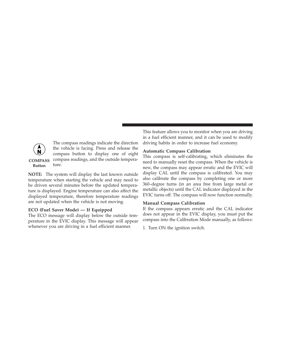 Compass display / eco, Fuel saver mode) — if equipped | Dodge 2010 Grand Caravan User Manual | Page 251 / 530