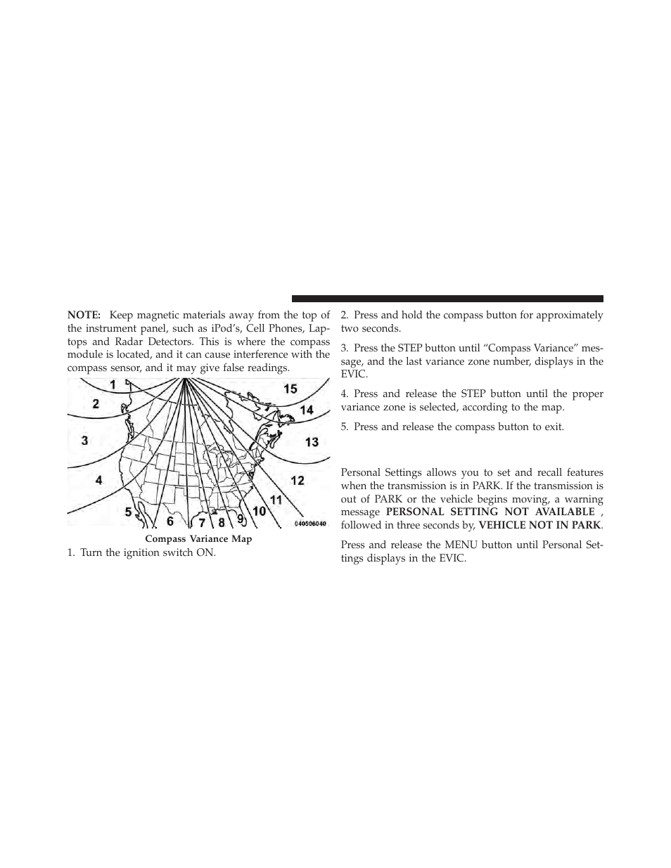 Personal settings (customer-programmable features), Personal settings, Customer-programmable features) | Dodge 2010 Grand Caravan User Manual | Page 253 / 530