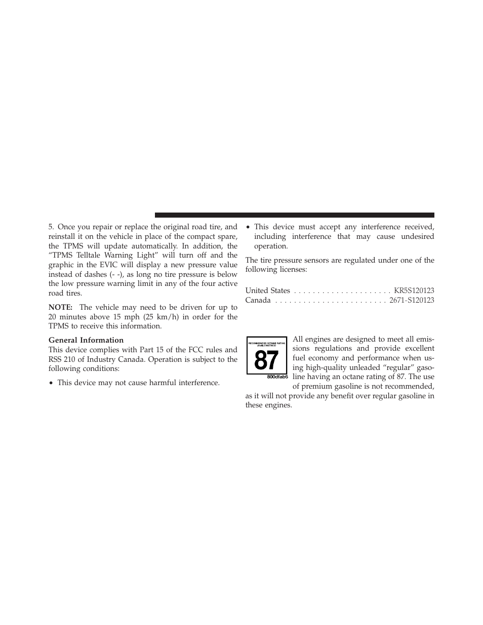 Fuel requirements, 3l and 3.8l engine | Dodge 2010 Grand Caravan User Manual | Page 373 / 530