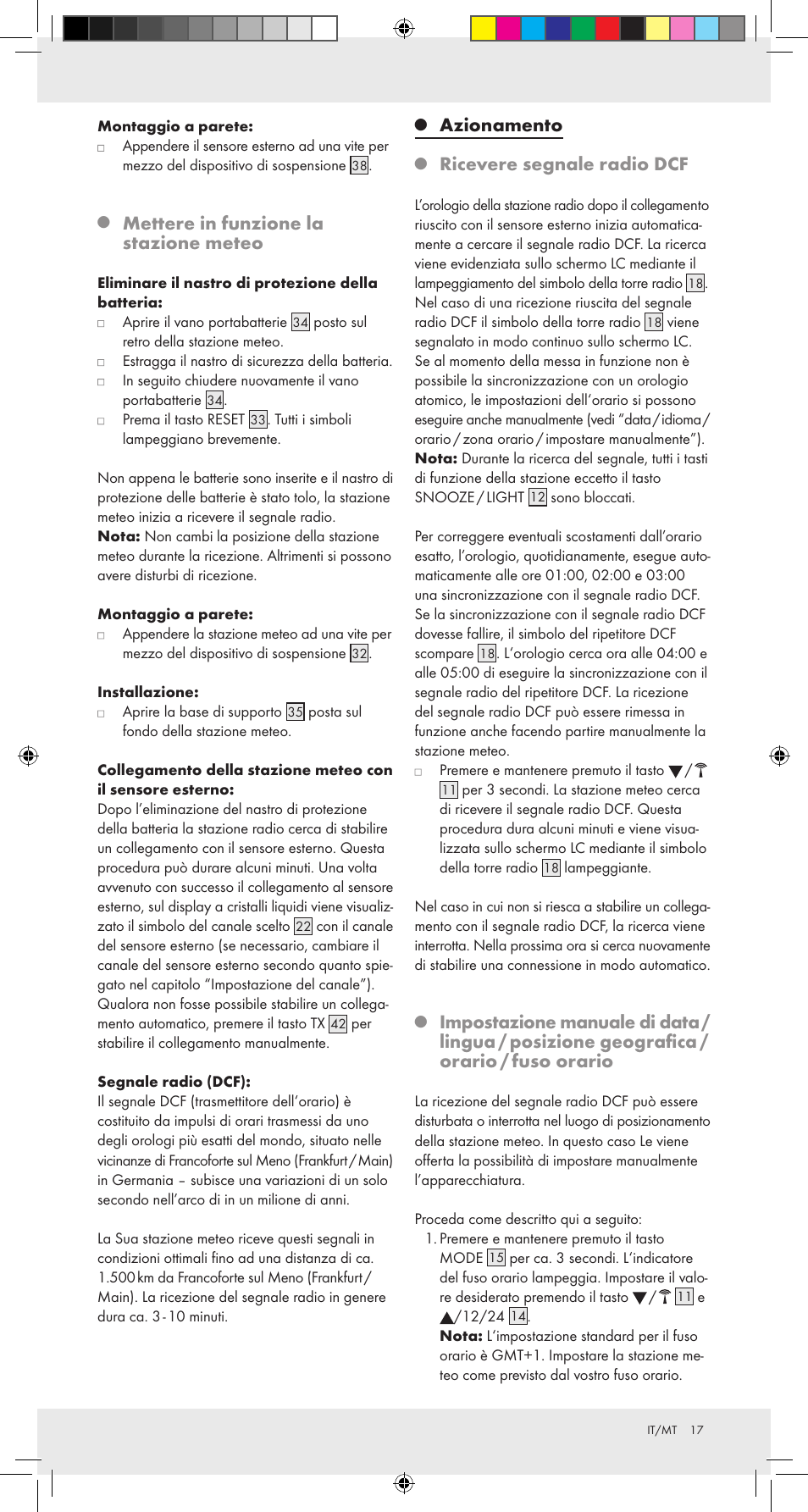 Mettere in funzione la stazione meteo, Azionamento, Ricevere segnale radio dcf | Auriol Z31092 User Manual | Page 17 / 51