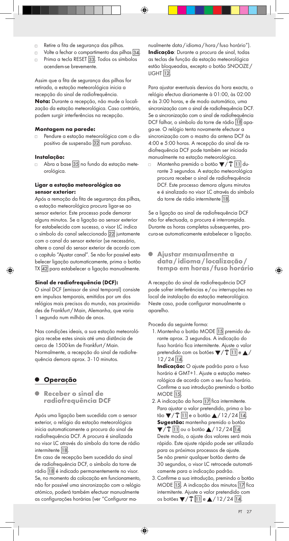 Operação, Receber o sinal de radiofrequência dcf | Auriol Z31092 User Manual | Page 27 / 51