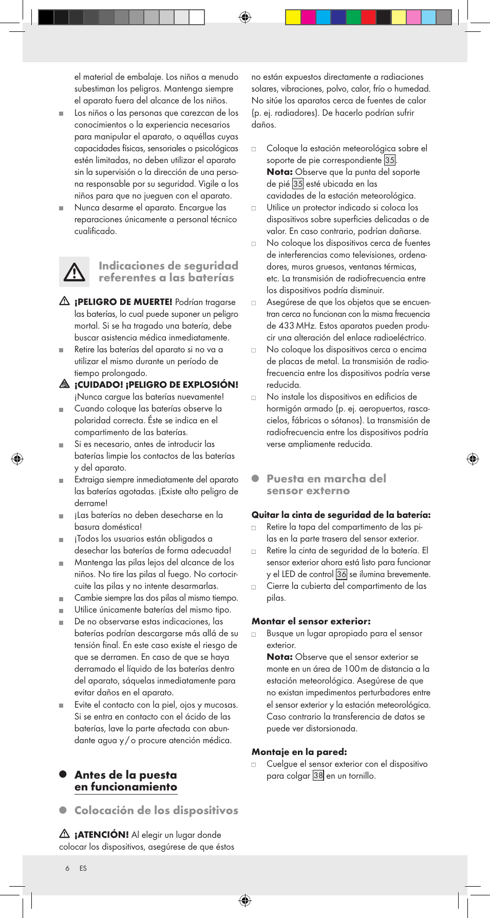 Antes de la puesta en funcionamiento, Colocación de los dispositivos, Puesta en marcha del sensor externo | Auriol Z31092 User Manual | Page 6 / 51