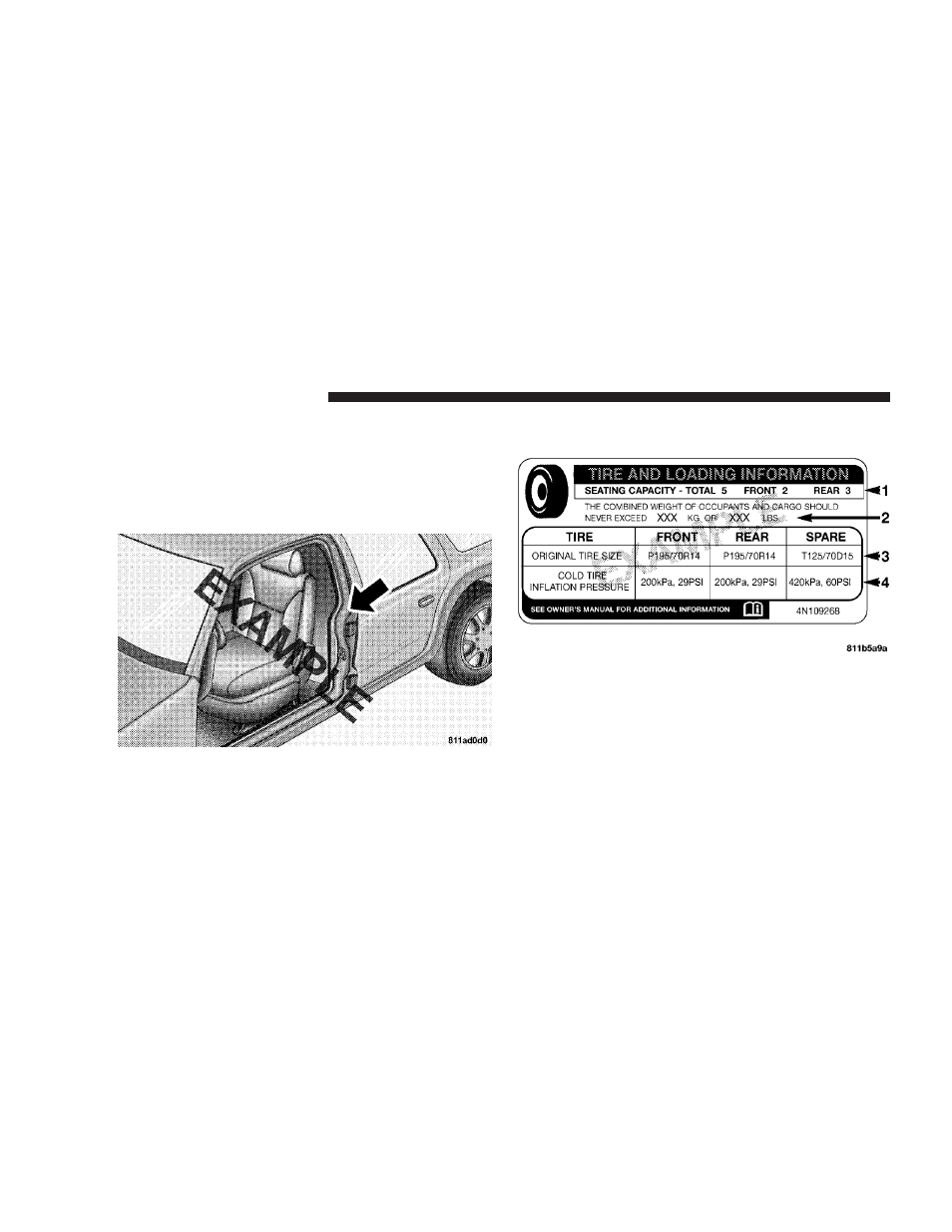 Tire loading and tire pressure | Dodge 2007 Charger User Manual | Page 228 / 384