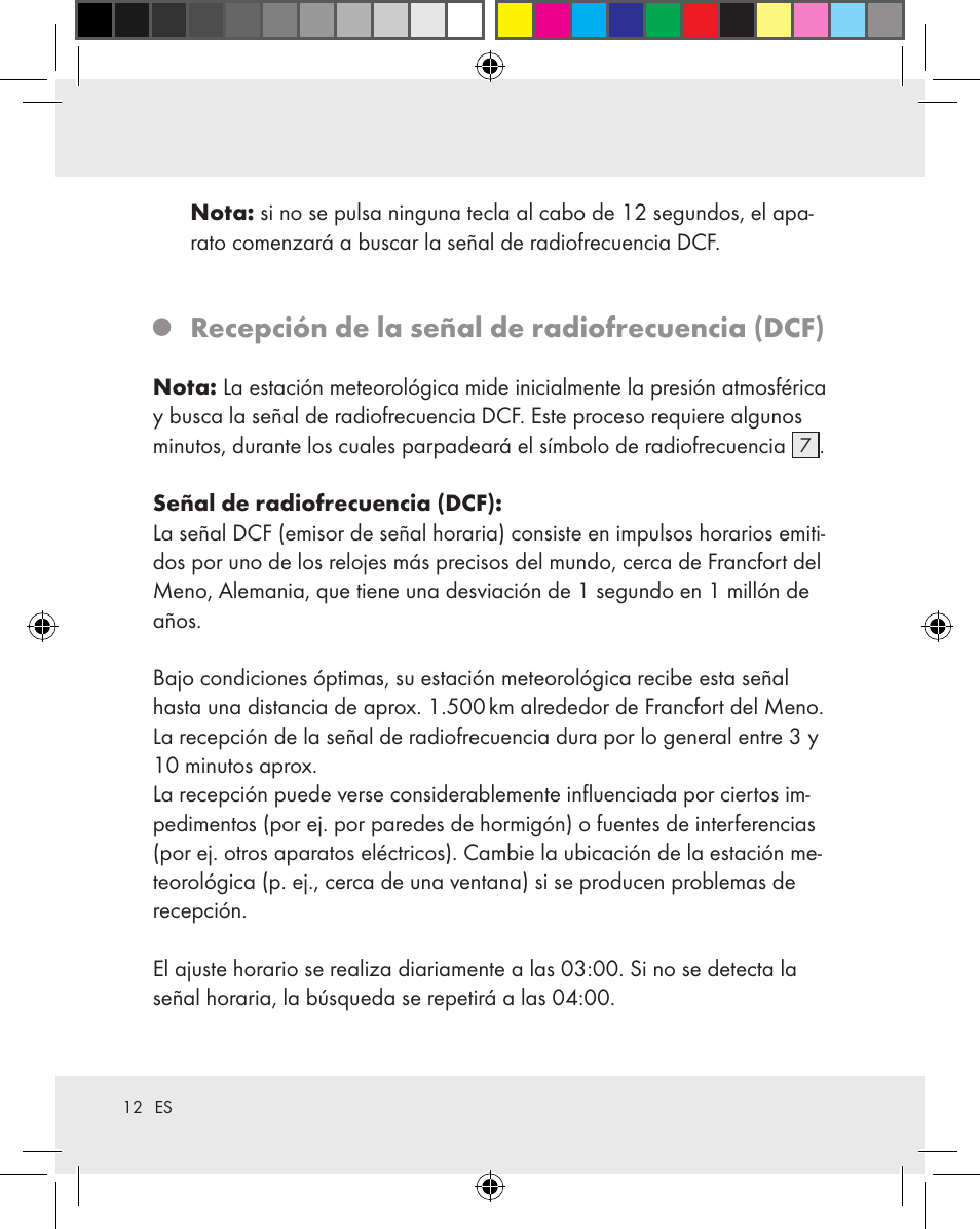 Recepción de la señal de radiofrecuencia (dcf) | Auriol Z31163 User Manual | Page 12 / 80