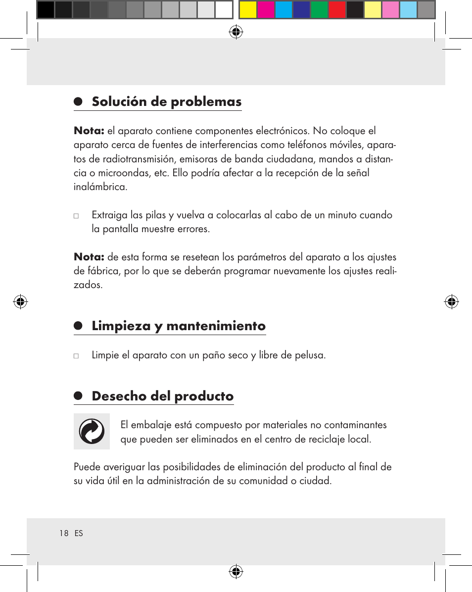 Solución de problemas, Limpieza y mantenimiento, Desecho del producto | Auriol Z31163 User Manual | Page 18 / 80