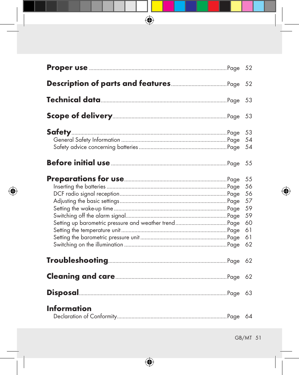 Proper use, Description of parts and features, Technical data | Scope of delivery, Safety, Before initial use, Preparations for use, Troubleshooting, Cleaning and care, Disposal | Auriol Z31163 User Manual | Page 51 / 80