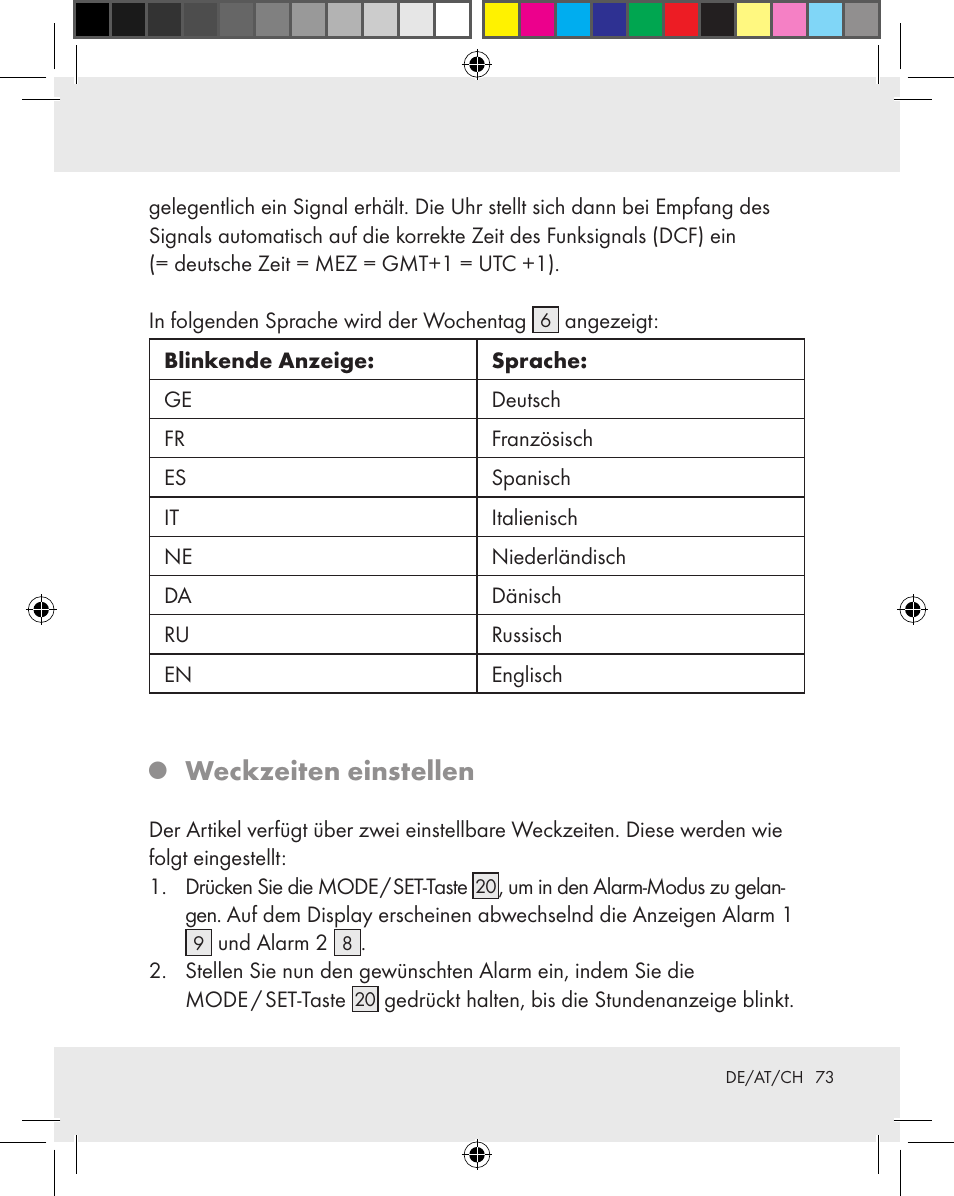 Weckzeiten einstellen | Auriol Z31163 User Manual | Page 73 / 80