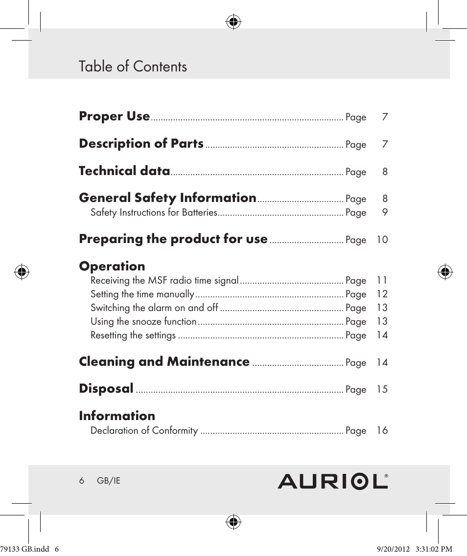 Auriol Z30239 User Manual | Page 6 / 17