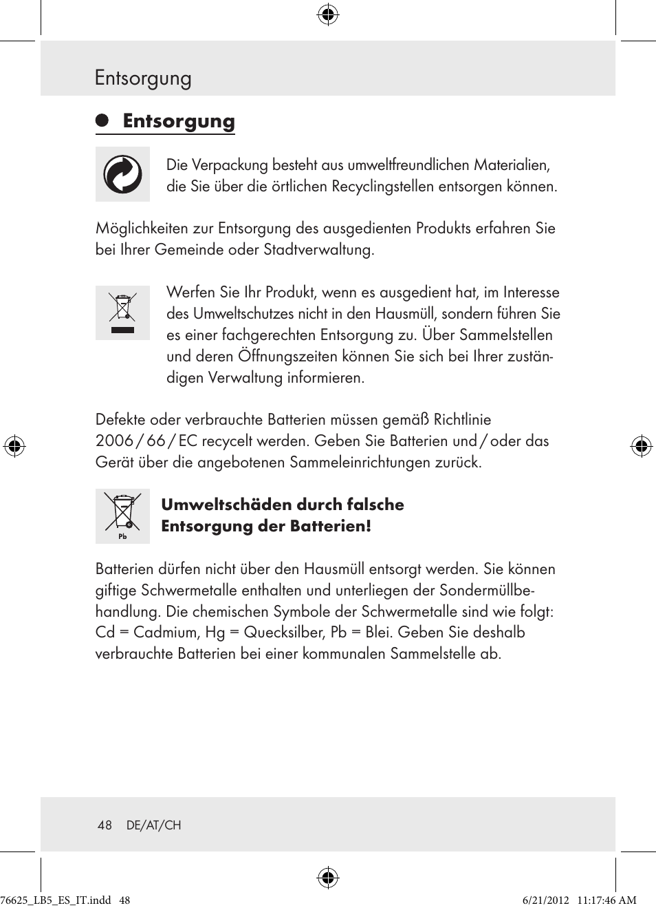 Entsorgung | Auriol Z29955A User Manual | Page 48 / 51