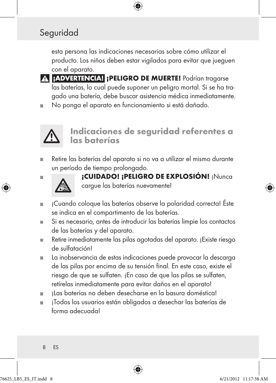 Seguridad | Auriol Z29955A User Manual | Page 8 / 51