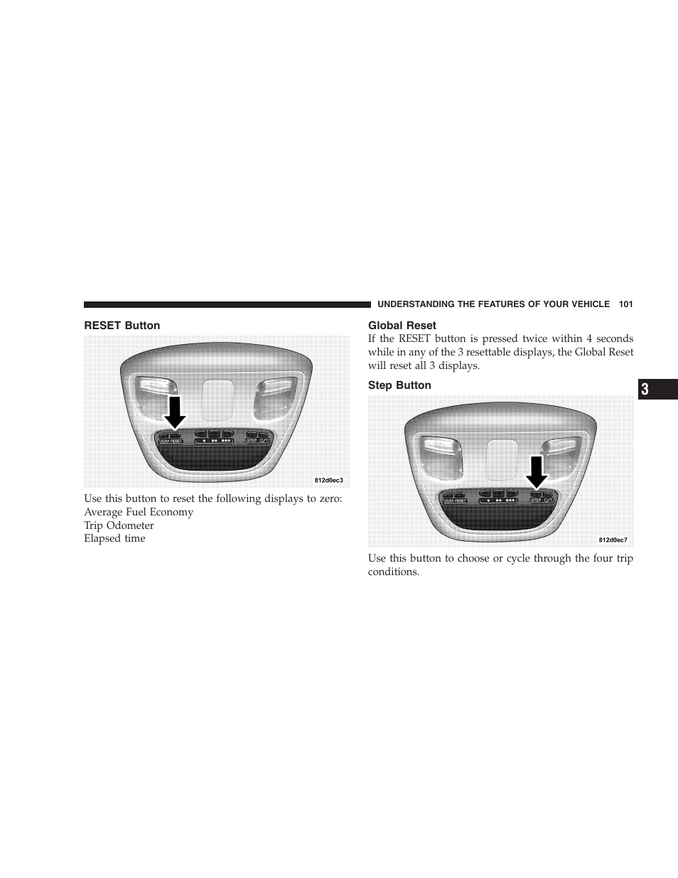 Reset button, Global reset, Step button | Dodge 2004 Ram SRT-10 User Manual | Page 101 / 302