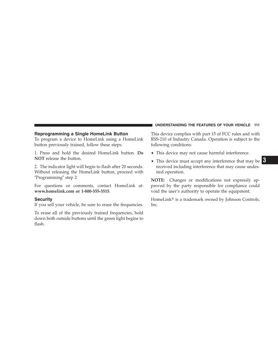 Reprogramming a single homelink button, Security | Dodge 2004 Ram SRT-10 User Manual | Page 111 / 302