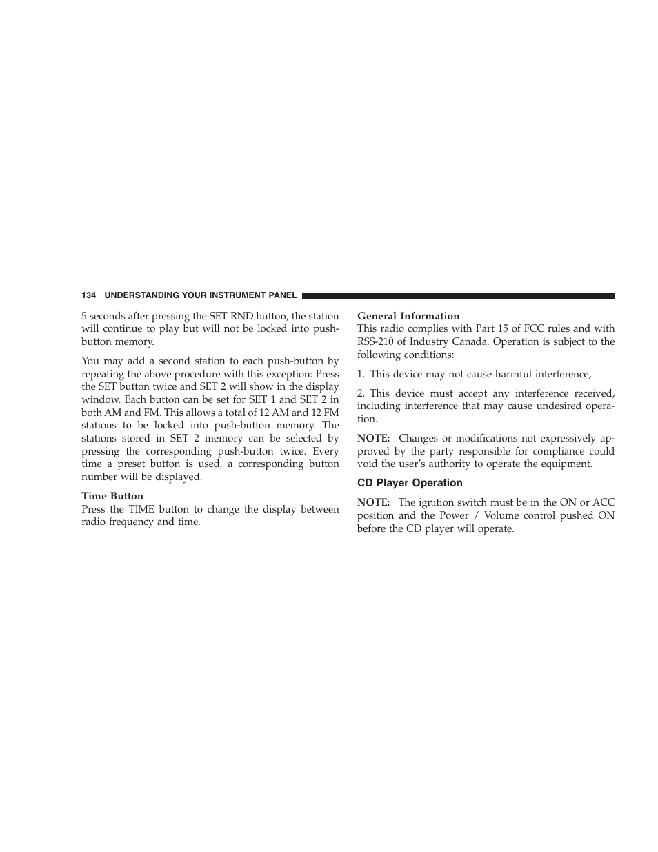 Cd player operation | Dodge 2004 Ram SRT-10 User Manual | Page 134 / 302
