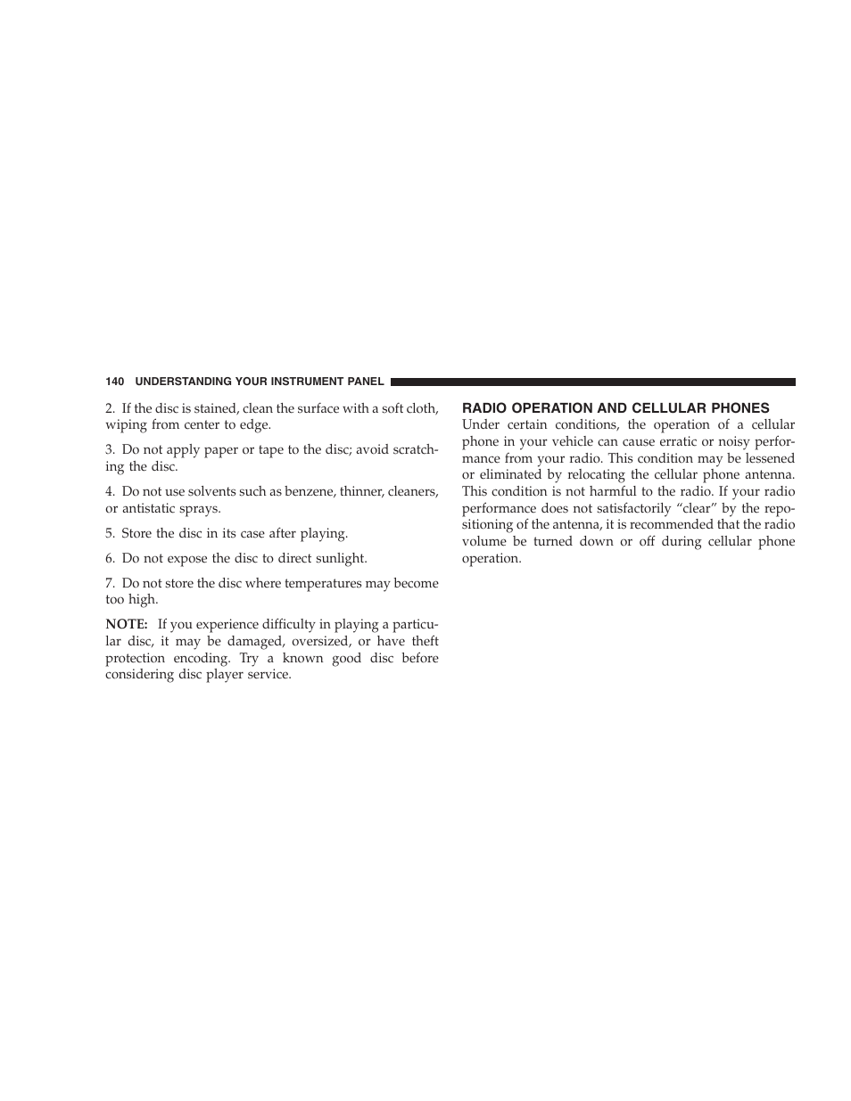 Radio operation and cellular phones | Dodge 2004 Ram SRT-10 User Manual | Page 140 / 302