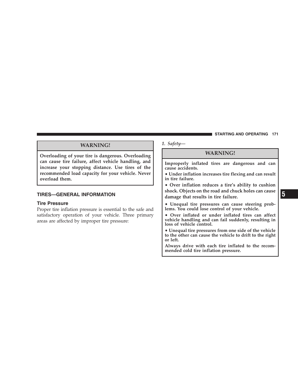 Tires—general information, Tire pressure | Dodge 2004 Ram SRT-10 User Manual | Page 171 / 302