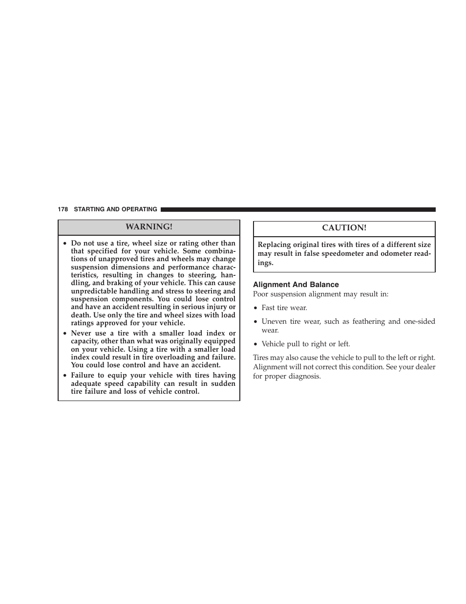 Alignment and balance | Dodge 2004 Ram SRT-10 User Manual | Page 178 / 302