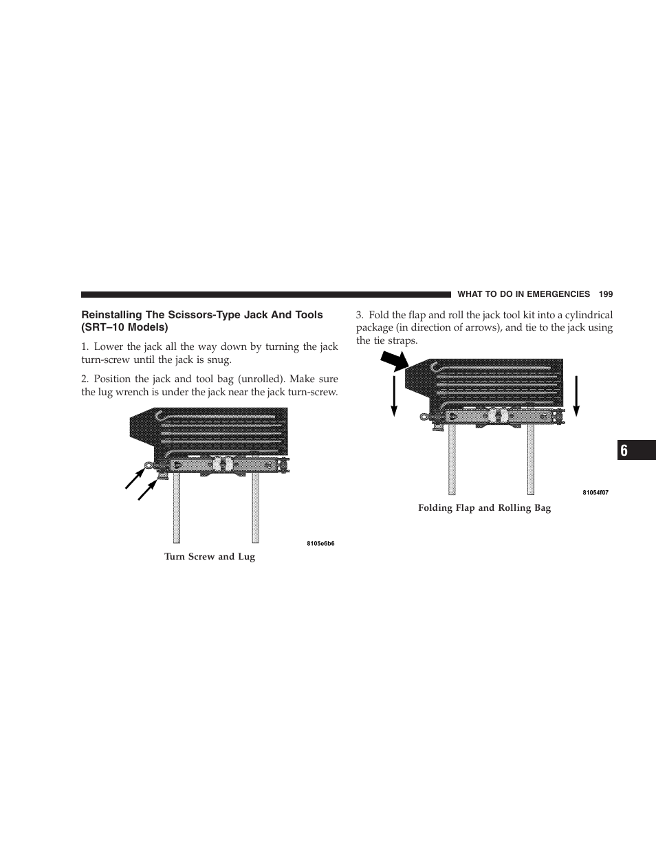 Reinstalling the scissors-type jack and tools, Srt–10 models) | Dodge 2004 Ram SRT-10 User Manual | Page 199 / 302