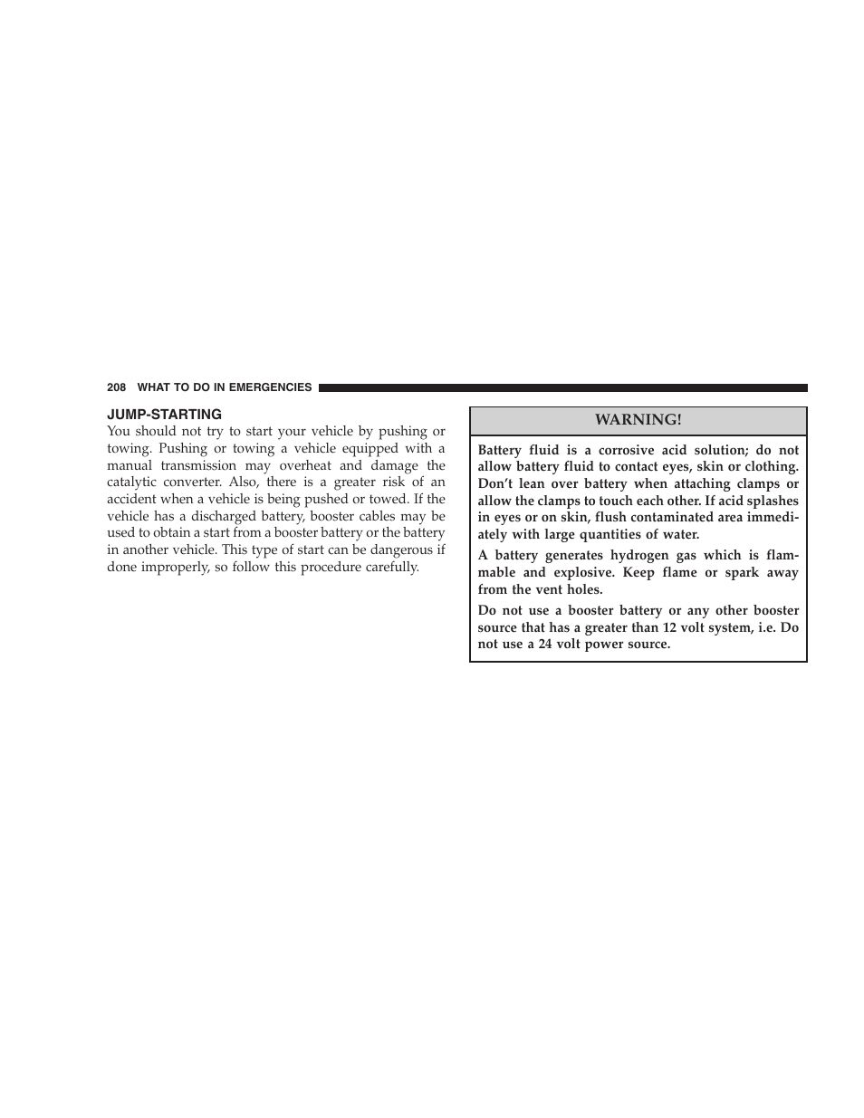 Jump-starting | Dodge 2004 Ram SRT-10 User Manual | Page 208 / 302