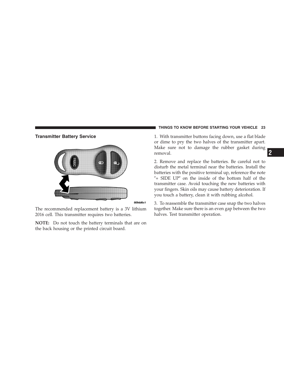 Transmitter battery service | Dodge 2004 Ram SRT-10 User Manual | Page 23 / 302