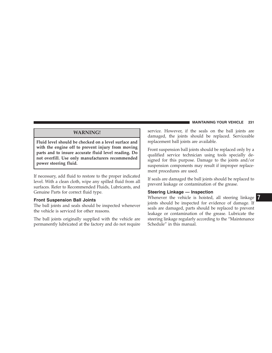 Front suspension ball joints, Steering linkage — inspection | Dodge 2004 Ram SRT-10 User Manual | Page 231 / 302