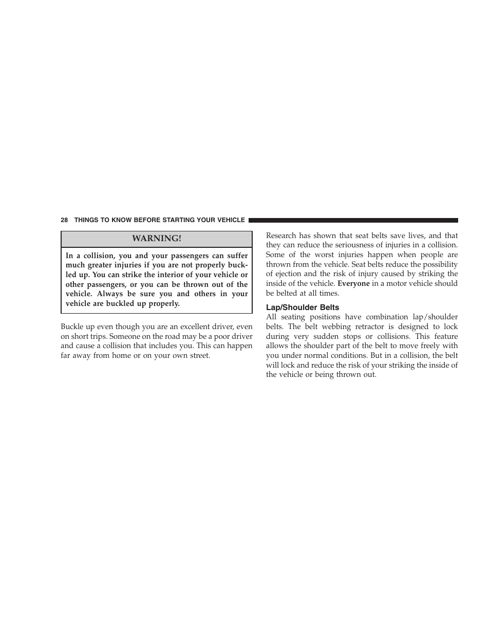 Lap/shoulder belts | Dodge 2004 Ram SRT-10 User Manual | Page 28 / 302