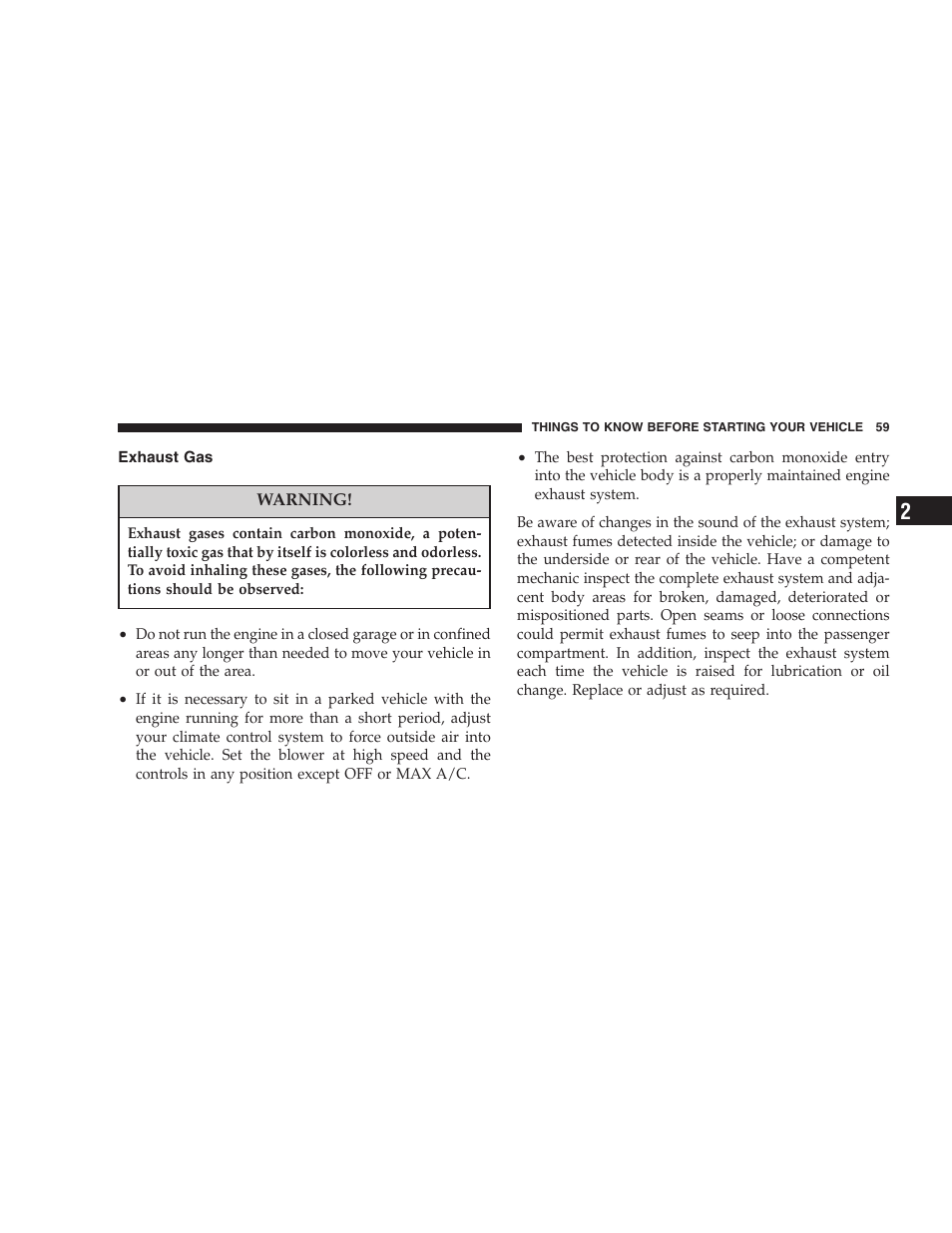 Exhaust gas | Dodge 2004 Ram SRT-10 User Manual | Page 59 / 302
