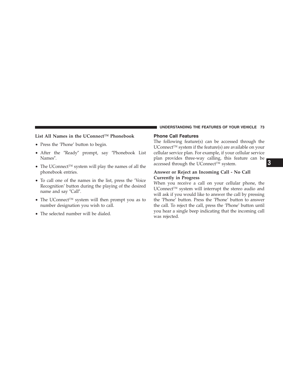 Phone call features | Dodge 2004 Ram SRT-10 User Manual | Page 73 / 302