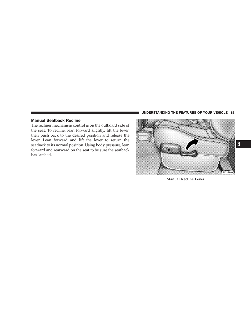 Manual seatback recline | Dodge 2004 Ram SRT-10 User Manual | Page 83 / 302