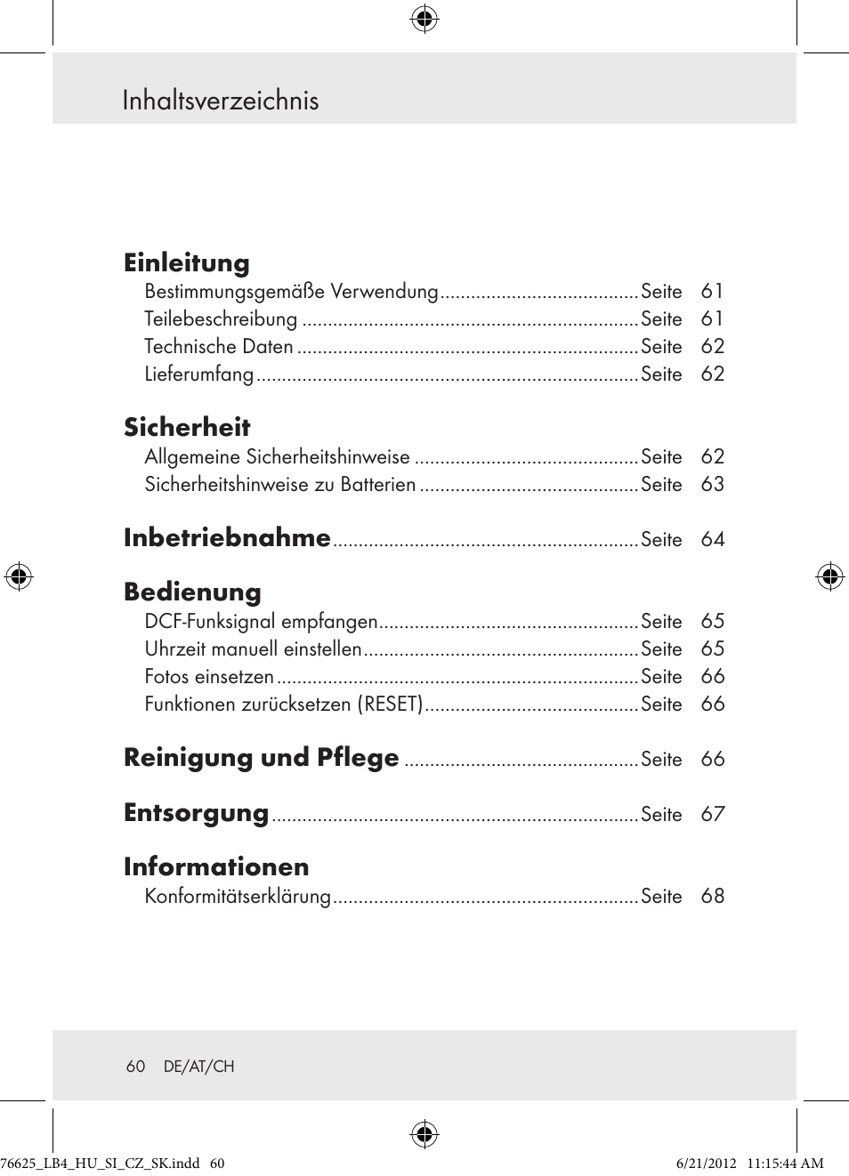 Auriol Z29955A User Manual | Page 60 / 70