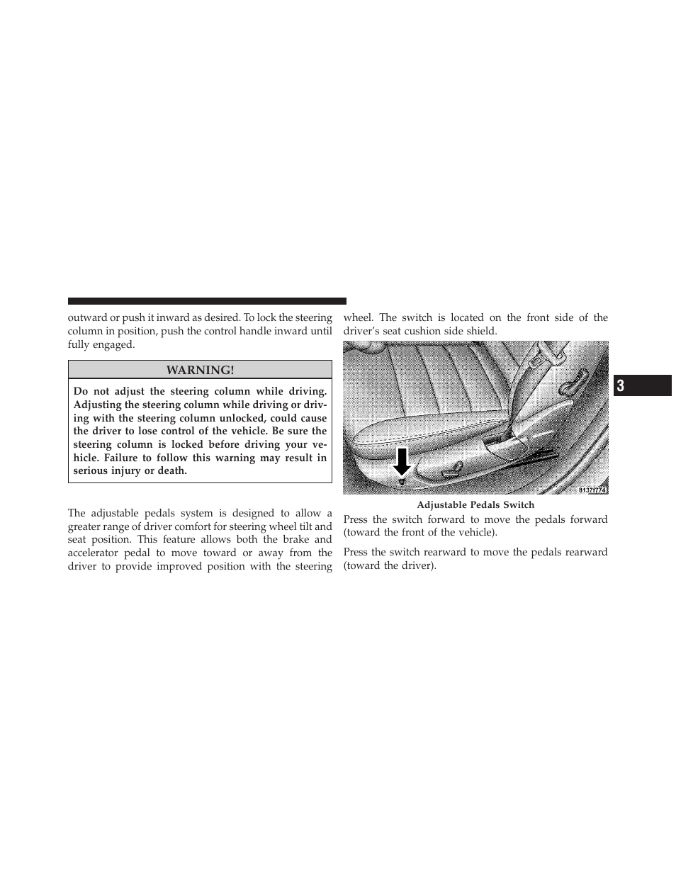 Adjustable pedals — if equipped | Dodge 2010 Charger User Manual | Page 144 / 484