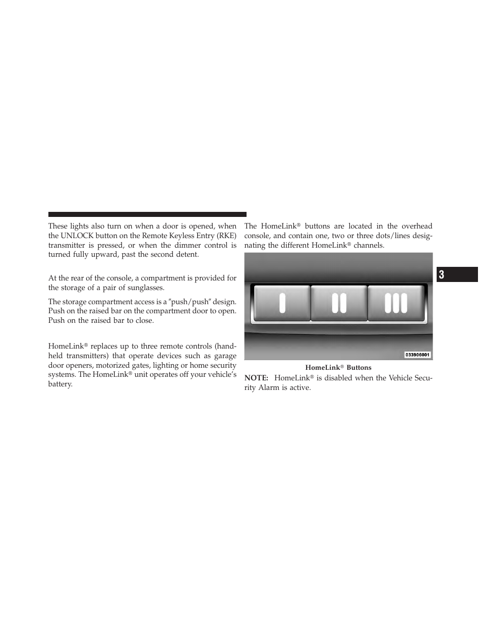 Sunglasses storage, Garage door opener — if equipped | Dodge 2010 Charger User Manual | Page 150 / 484