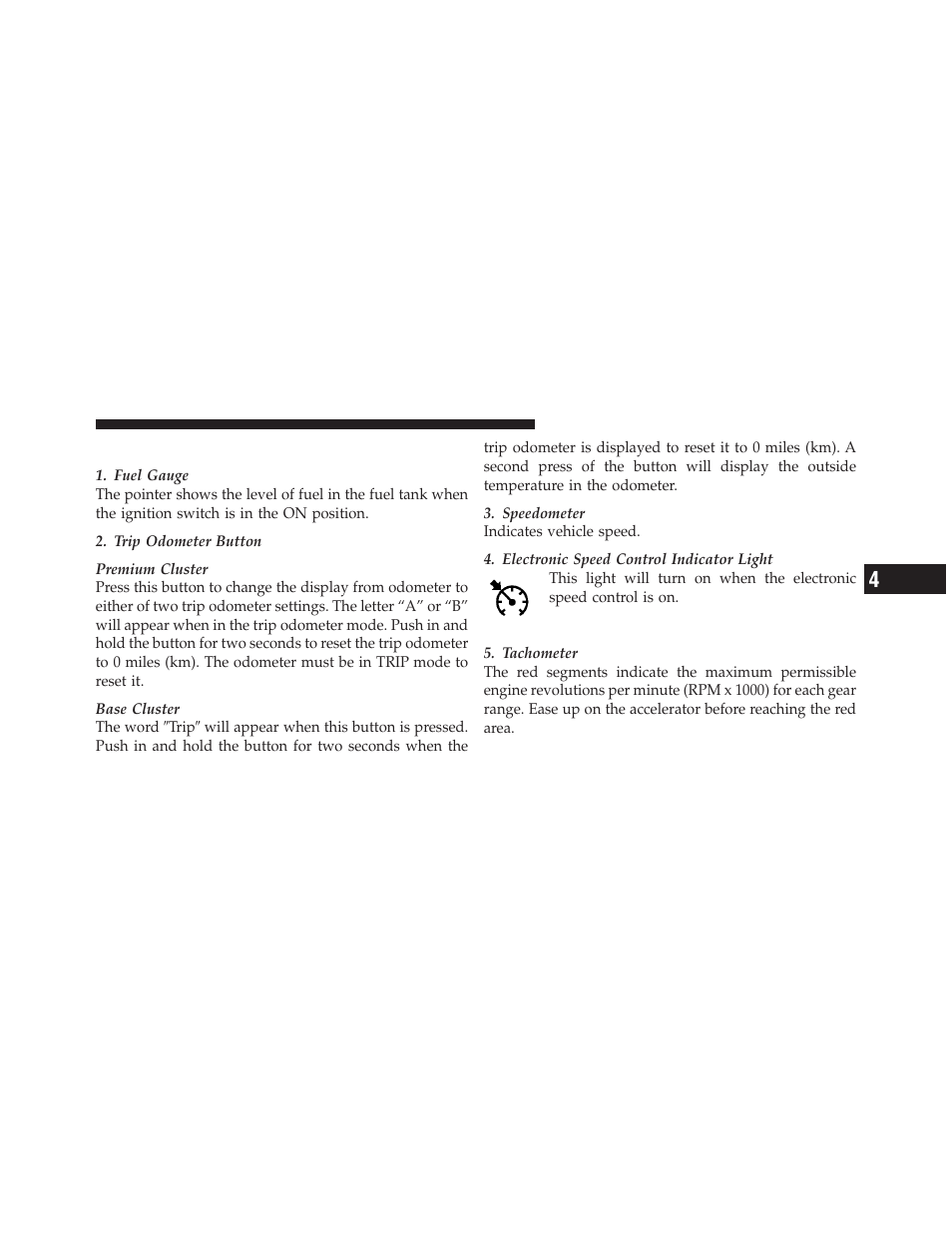 Instrument cluster descriptions | Dodge 2010 Charger User Manual | Page 174 / 484