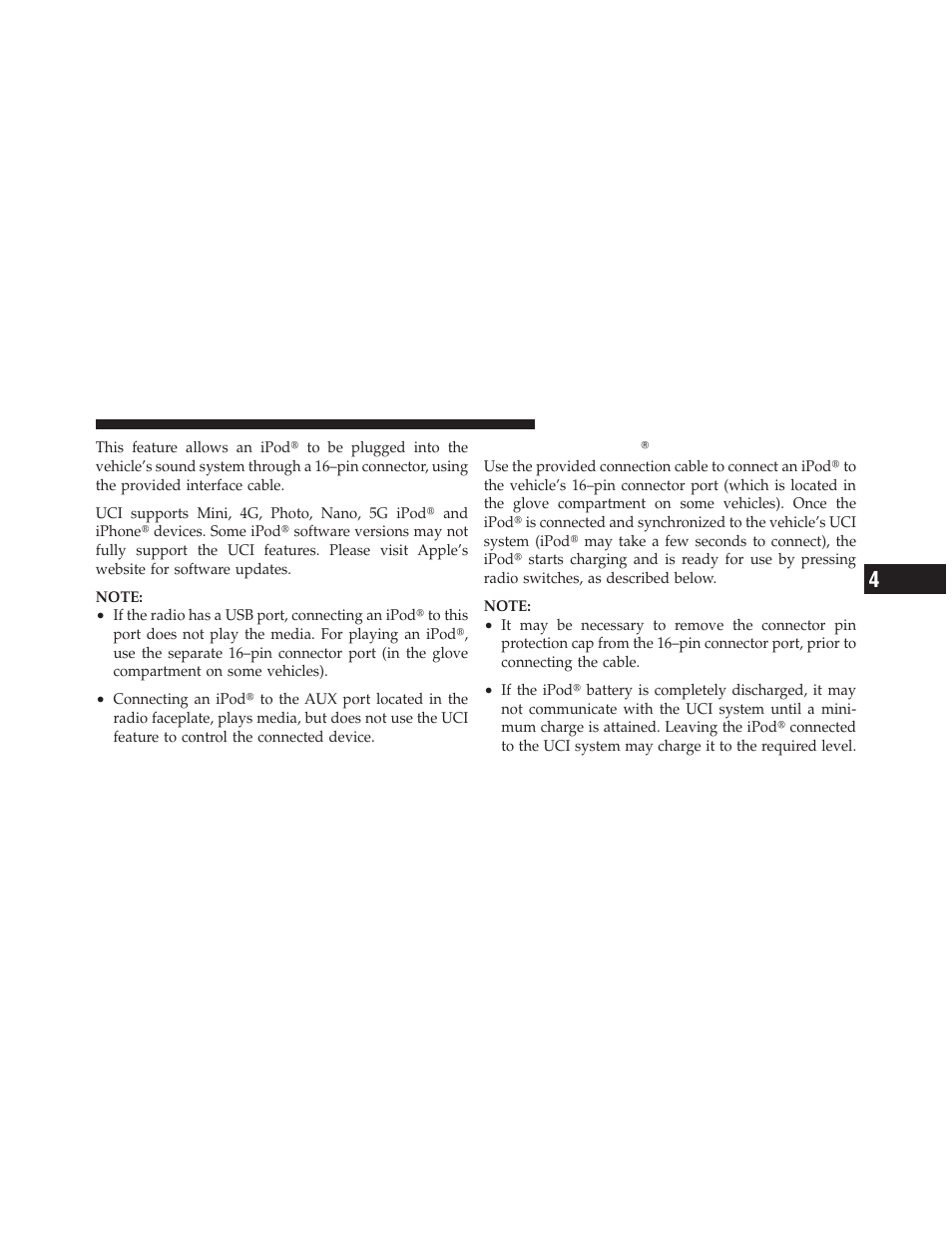 Connecting the ipod | Dodge 2010 Charger User Manual | Page 232 / 484