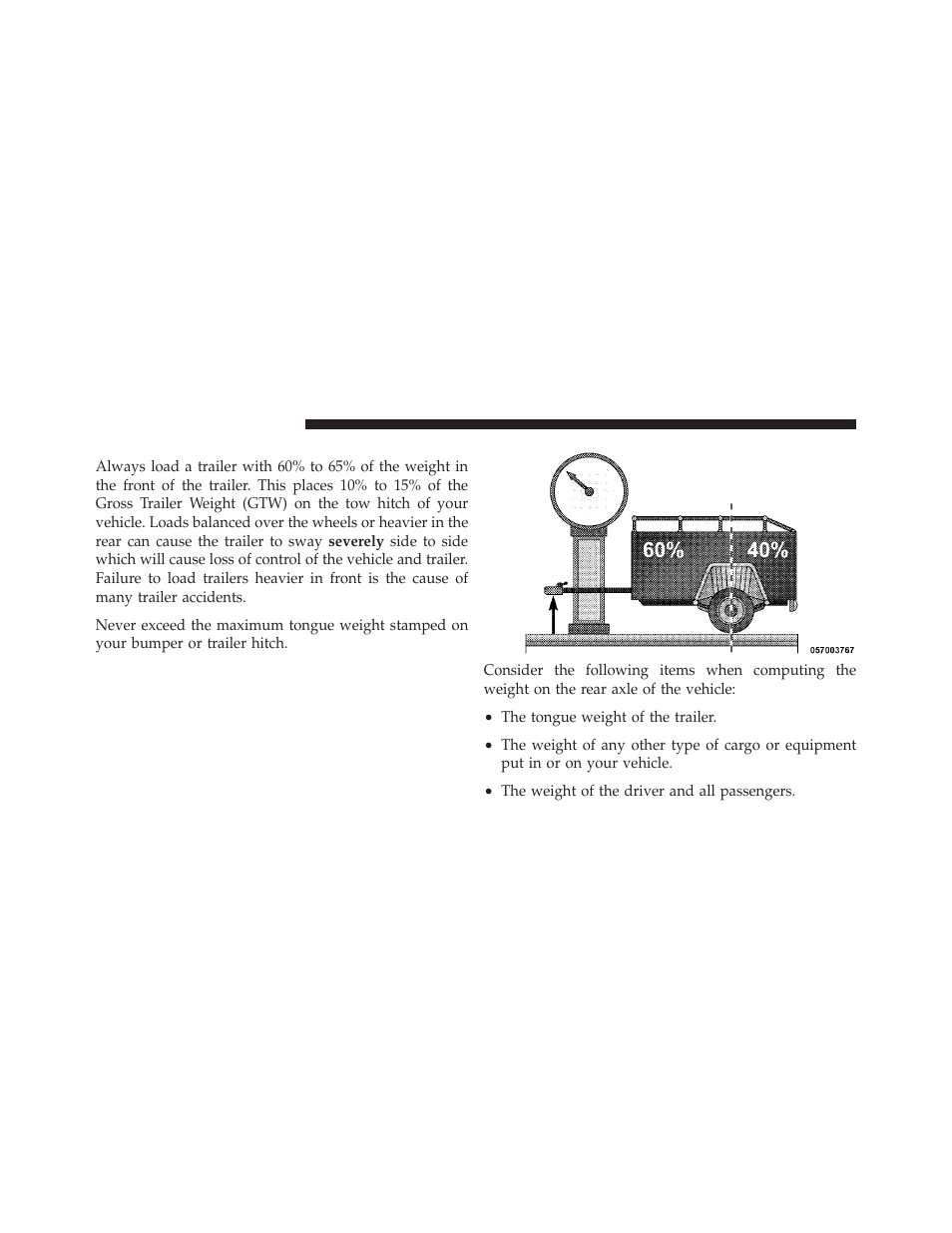 Trailer and tongue weight | Dodge 2010 Charger User Manual | Page 341 / 484