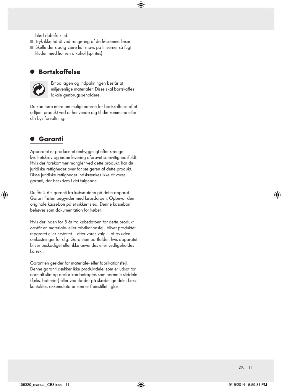 Bortskaffelse, Garanti | Auriol 106320-14-01 User Manual | Page 11 / 18
