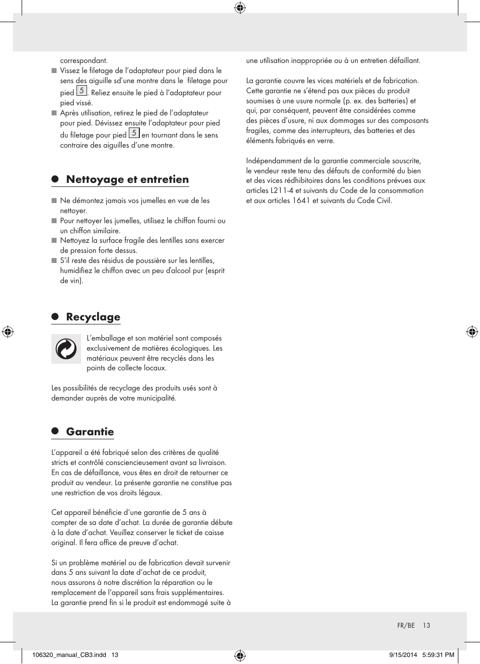 Nettoyage et entretien, Recyclage, Garantie | Auriol 106320-14-01 User Manual | Page 13 / 18