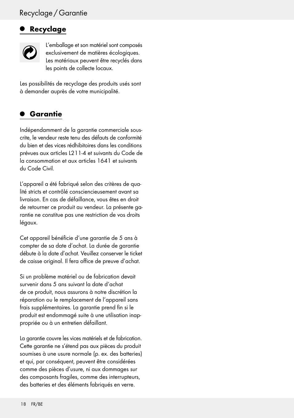 Recyclage / garantie | Auriol Z30373 User Manual | Page 18 / 25
