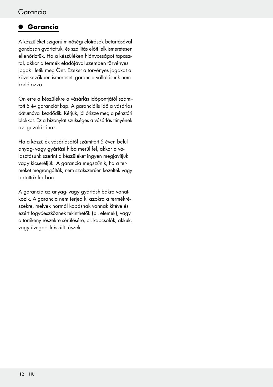 Garancia | Auriol Z30373 User Manual | Page 12 / 25