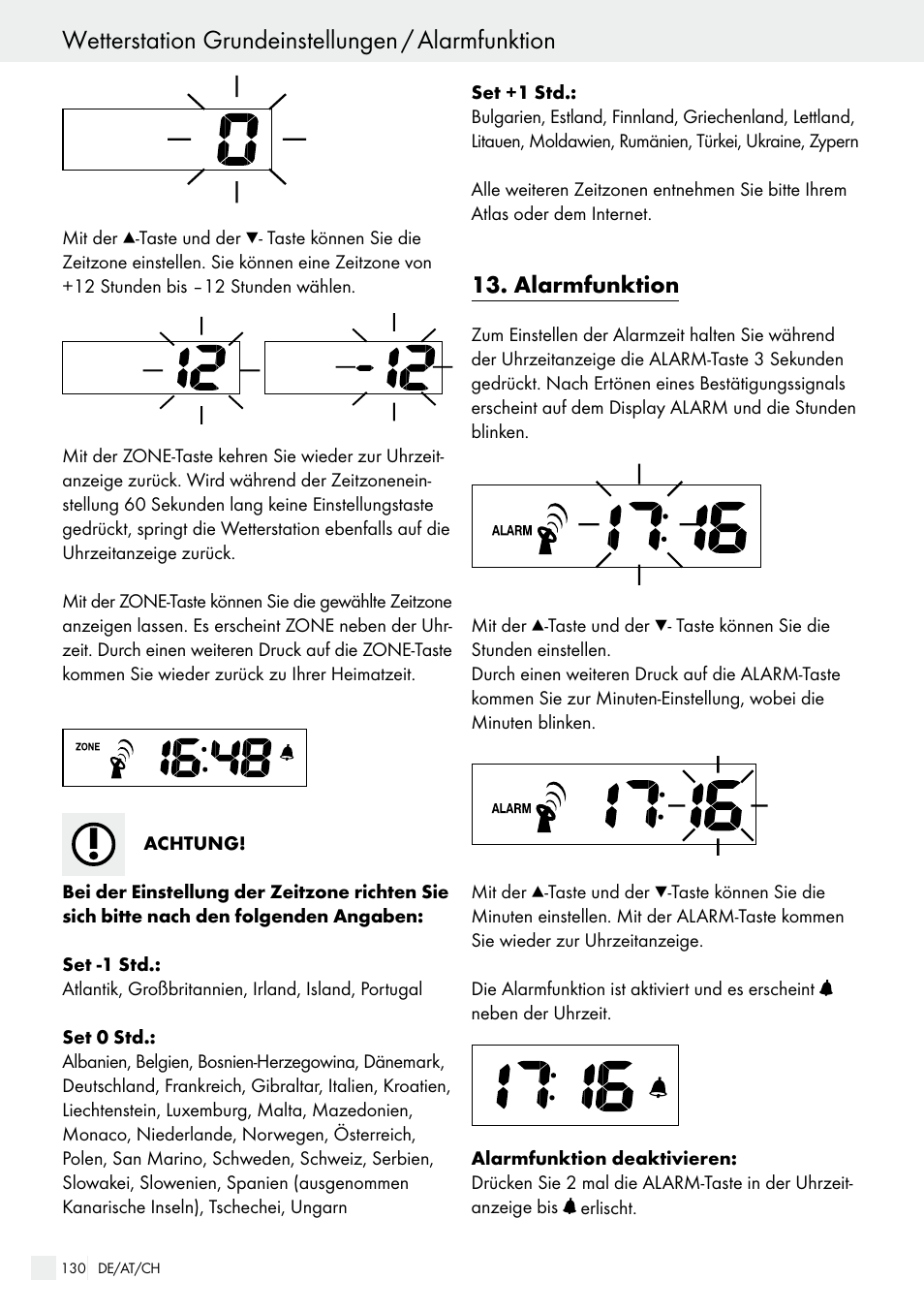 Wetterstation grundeinstellungen / alarmfunktion | Auriol H13726 User Manual | Page 130 / 138