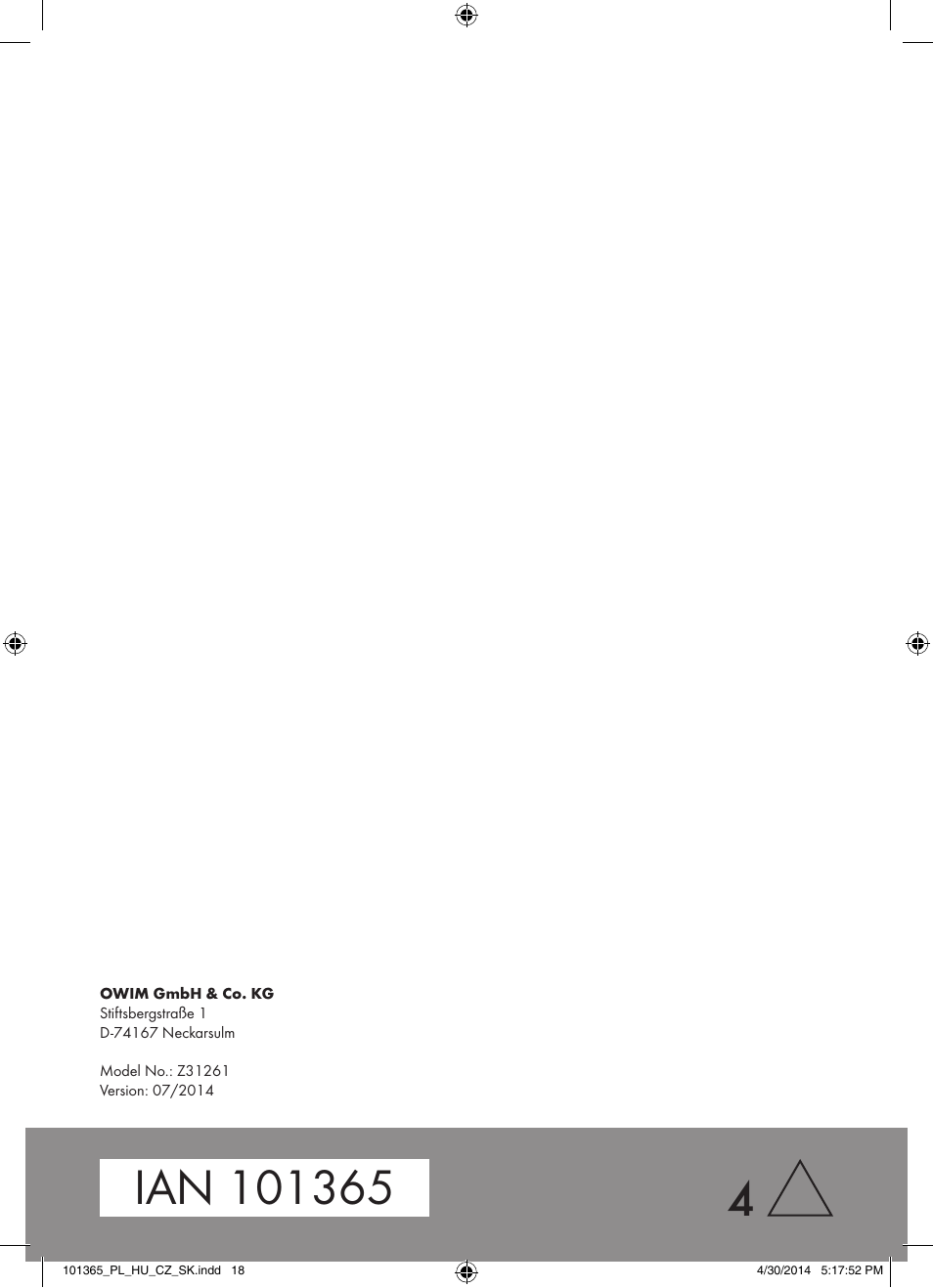 Auriol Z31261 User Manual | Page 18 / 18