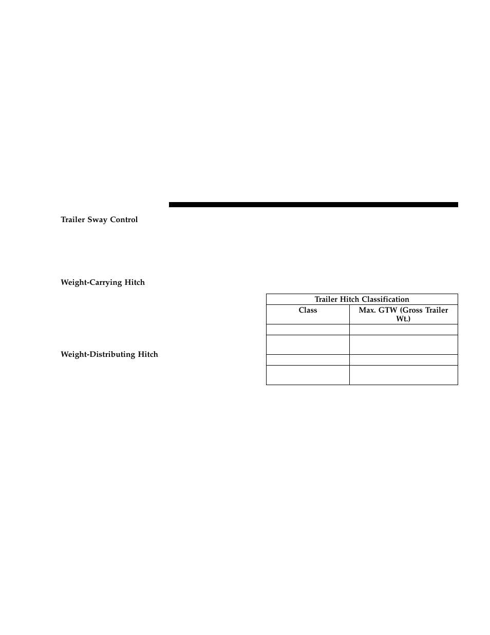 Trailer hitch classification | Dodge 2006 JR41 Stratus Sedan User Manual | Page 180 / 296