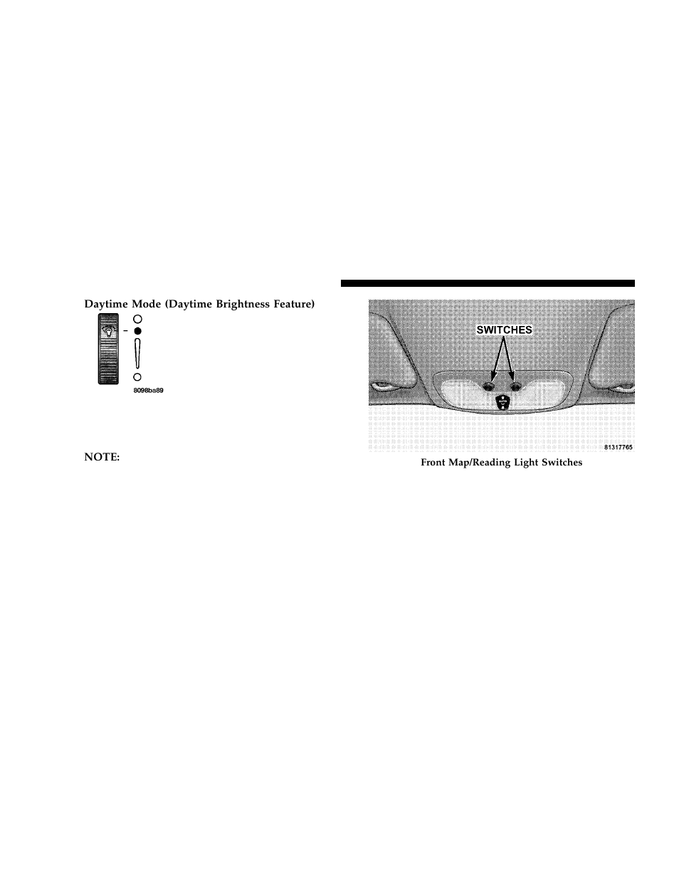 Front map/reading lights — if equipped | Dodge 2006 JR41 Stratus Sedan User Manual | Page 60 / 296