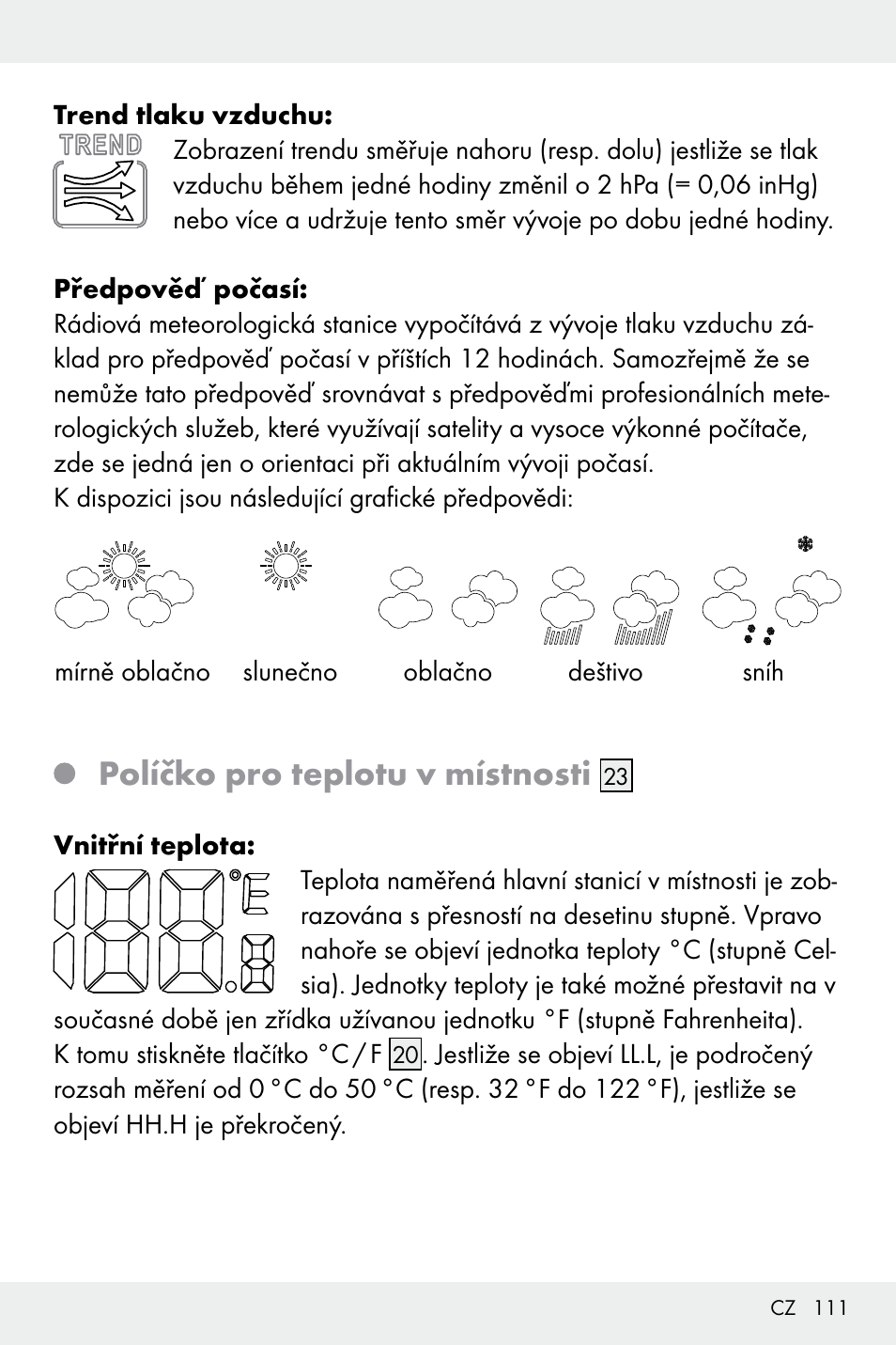 Políčko pro teplotu v místnosti | Auriol Z32171 User Manual | Page 111 / 146