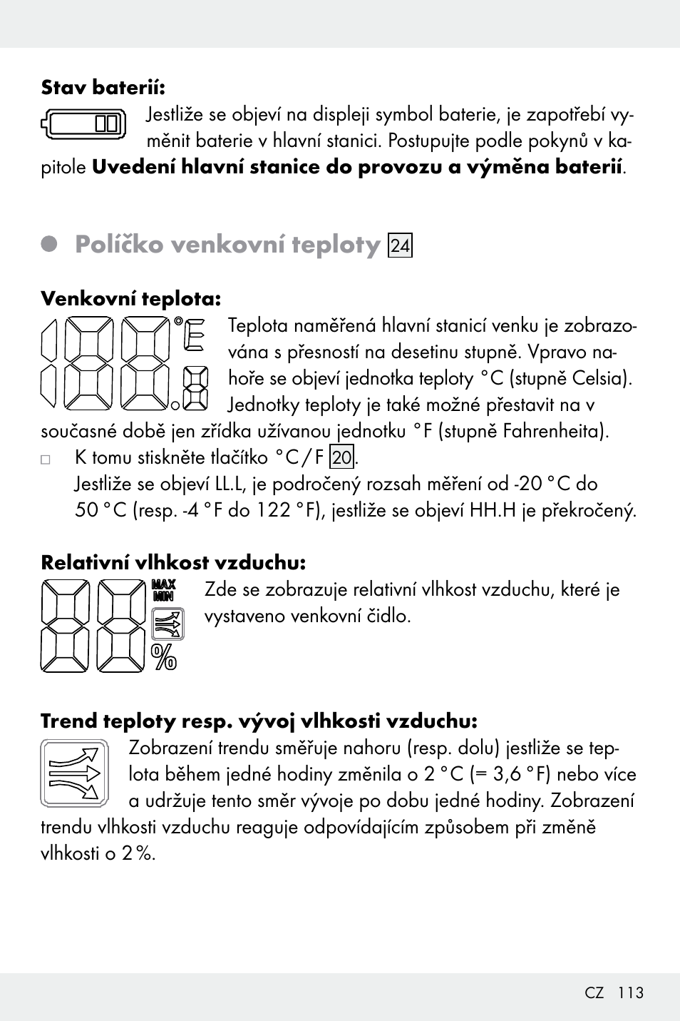 Políčko venkovní teploty | Auriol Z32171 User Manual | Page 113 / 146