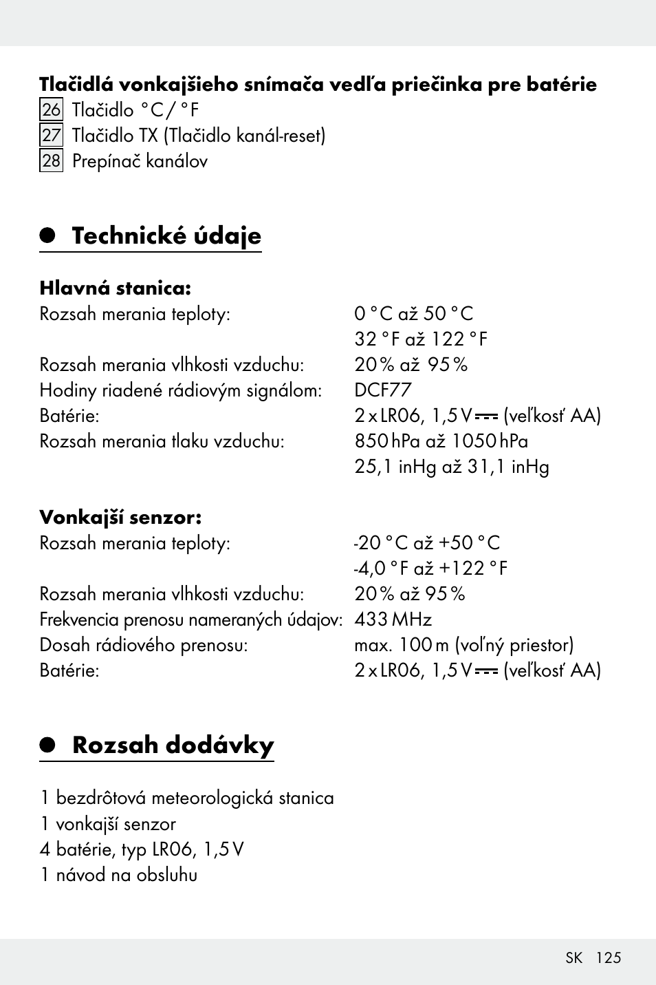 Technické údaje, Rozsah dodávky | Auriol Z32171 User Manual | Page 125 / 146
