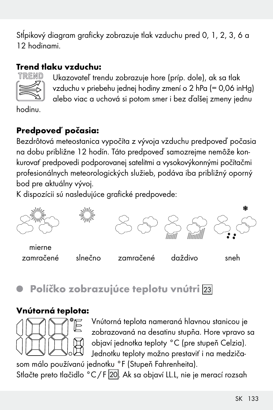 Políčko zobrazujúce teplotu vnútri | Auriol Z32171 User Manual | Page 133 / 146