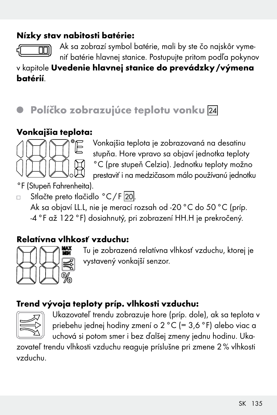 Políčko zobrazujúce teplotu vonku | Auriol Z32171 User Manual | Page 135 / 146