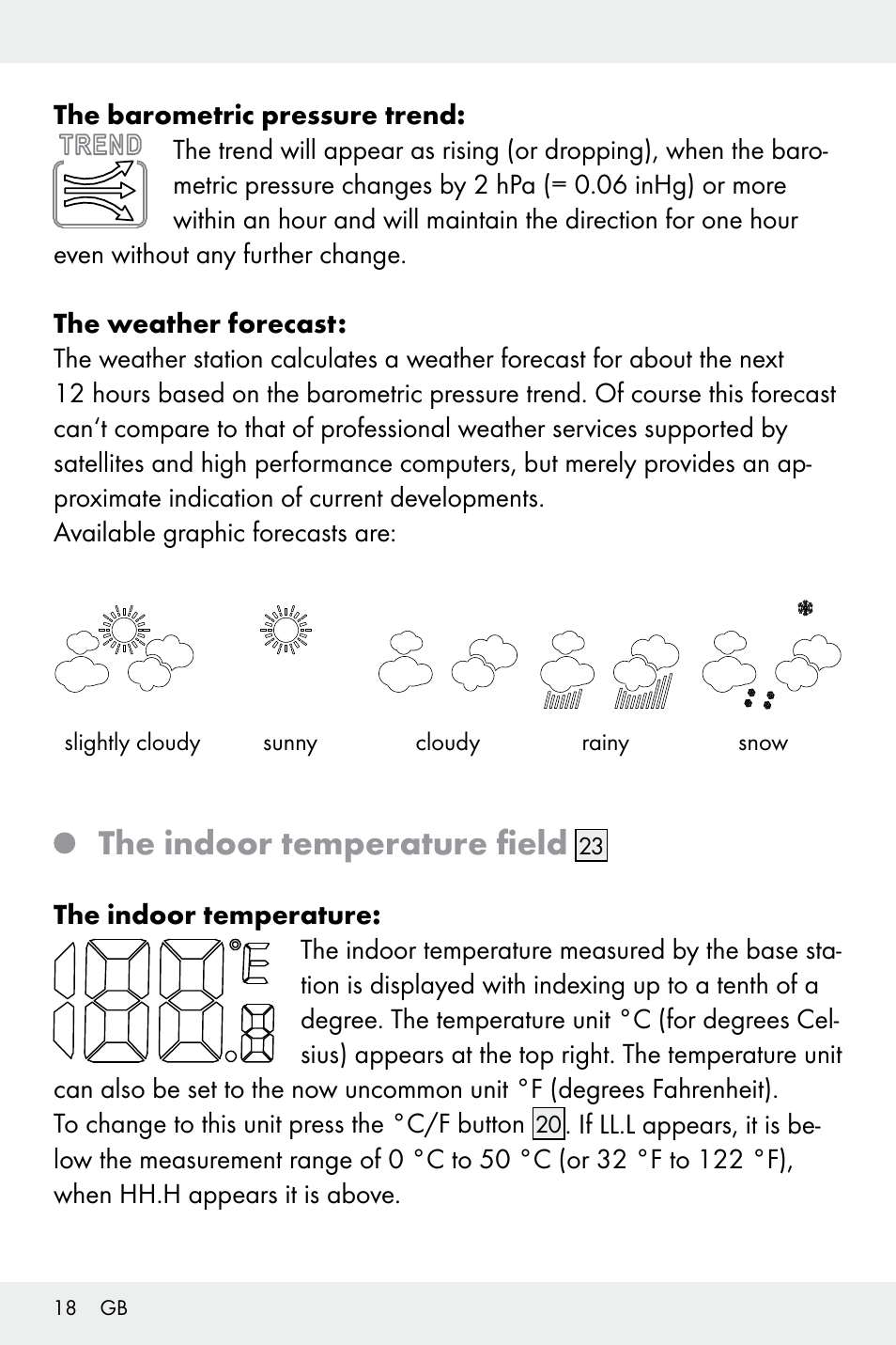 The indoor temperature field | Auriol Z32171 User Manual | Page 18 / 146